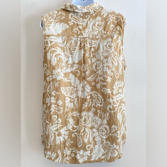 Women's Linen Blend Paisley Floral Top XL Coastal Lightweight Transitional - Picture 6 of 10
